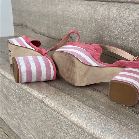 Anthropologie Leather Pink Striped Platform Sandals sz36 - Picture 6 of 6